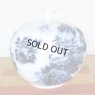 Photo4: Vase Large Sometsuke sansui | The first-generation head of the Shinemon Kiln