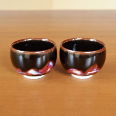 Photo7: Sake set 1 pc Tokkuri bottle and 2 pcs Cups Sankei | Kusuo Baba's work in Shinemon Kiln