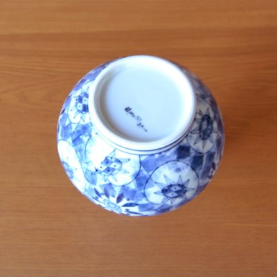 Photo5: Vase Sometsuke Hana-e Flower | The first-generation head of the Shinemon Kiln