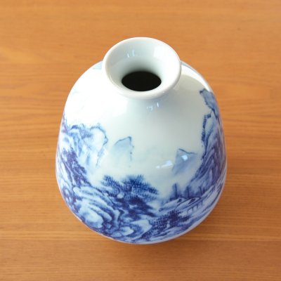 Photo4: Vase Sometsuke Sansui Landscape | The first-generation head of the Shinemon Kiln