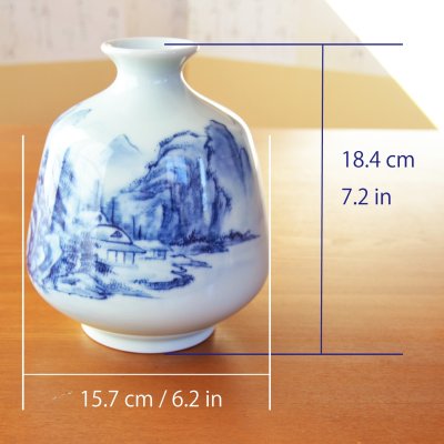 Photo6: Vase Sometsuke Sansui Landscape | The first-generation head of the Shinemon Kiln