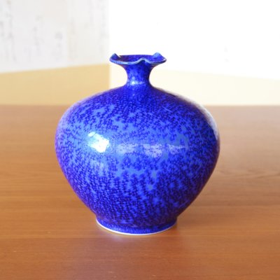 Photo2: Vase Ruri Blue | Shinemon Kiln work