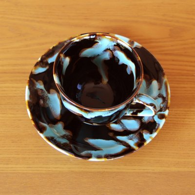 Photo4: Coffee Cup and Saucer Ryokuei | Kusuo Baba's work in Shinemon Kiln