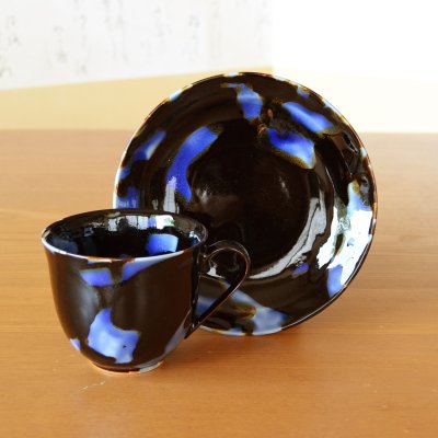 Photo2: Coffee Cup and Saucer Seiin | Kusuo Baba's work in Shinemon Kiln