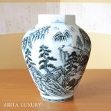 Large Vase Kodai Sometsuke Sansui Landscape | The first-generation head of the Shinemon Kiln