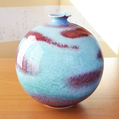 Photo2: Akebono Kinyo Vase by Kusuo Baba, Second-Generation Shinemon, Shinemon Kiln