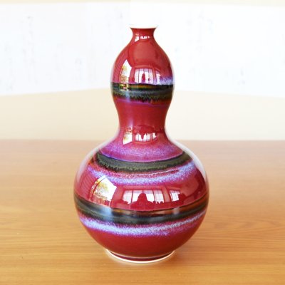 Photo2: Saimon Gourd-Shaped Vase by Kusuo Baba, Second-Generation Shinemon, Shinemon Kiln
