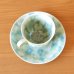 Photo3: Wakaba no Koro Green Coffee Cup and Saucer by Kusuo Baba, Second-Generation Shinemon, Shinemon Kiln (3)