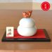 Photo1: Figurine Small Kagami-mochi Tai Sea ??bream with wooden stand (1)