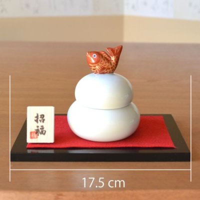 Photo4: Figurine Small Kagami-mochi Tai Sea ??bream with wooden stand