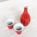 Photo3: Sake set 1 pc Tokkuri bottle and 2 pcs Cups Benisai Red (3)