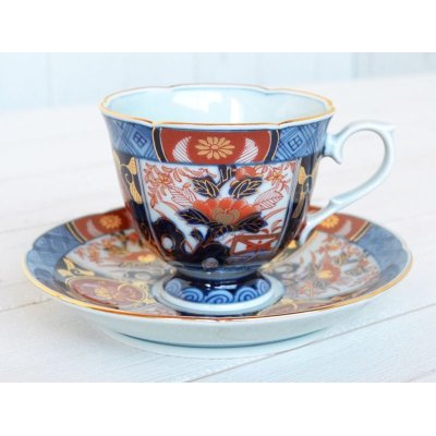 Photo2: Coffee Cup and Saucer Koimari kinsai botan Old imari style Red