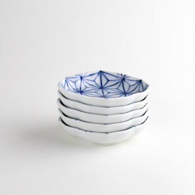 Photo10: Small Plate Sometsuke Asanoha (7.5cm/2.9in)