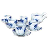 Tea set for Green Tea 1 pc Teapot and 5 pcs Cups Sakura so