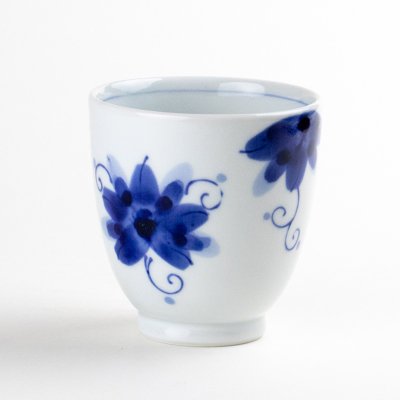 Photo1: Yunomi Tea Cup for Green Tea Sakura-so Cherry blossoms Blue
