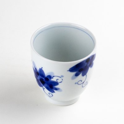 Photo2: Yunomi Tea Cup for Green Tea Sakura-so Cherry blossoms Blue