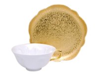 Tea Cup and Saucer Hakuji kinsai (Gold) SAKURA shaped Cup