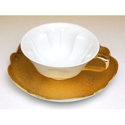 Photo3: Hakuji kinsai (Gold) SAKURA shaped Cup and saucer