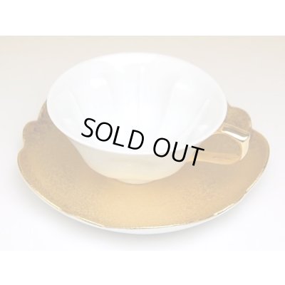 Photo3: Tea Cup and Saucer Hakuji kinsai (Gold) SAKURA shaped Cup