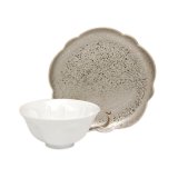 Tea Cup and Saucer Hakuji ginsai (Silver) SAKURA shaped Cup