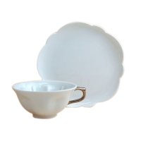 Tea Cup and Saucer Hakuji (Silver) SAKURA shaped Cup