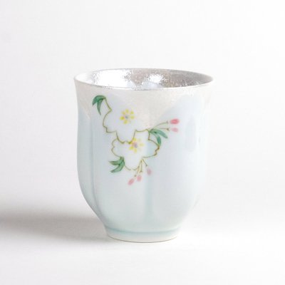 [Made in Japan] Hana no mai (Green) Japanese green tea cup / SAKURA type(wooden box)
