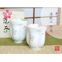 Yunomi Tea Cup for Green Tea Mai Sakura (Green & Pink /pair)