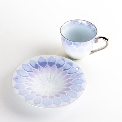 Photo4: Coffee Cup and Saucer Nijisai Diamond Cobalt