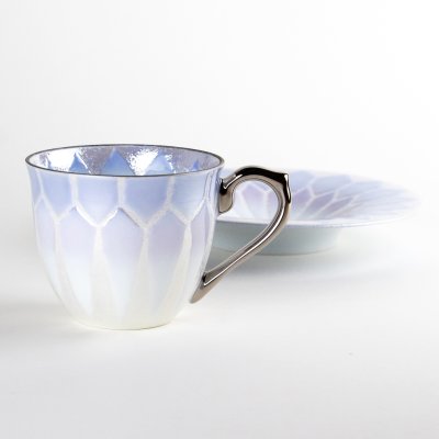 Photo5: Coffee Cup and Saucer Nijisai Diamond Cobalt