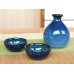 Photo2: Ai blue Sake bottle & cups set (wood box) (2)