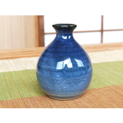 Photo3: Sake set 1 pc Tokkuri bottle and 2 pcs Cups Ai blue
