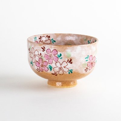 Photo2: Matcha Bowl Cherry Blossom Pattern Nishiki-Sakura with Wooden Box