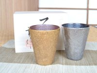 Cup Nunome Gold and Sliver (pair) in wooden box