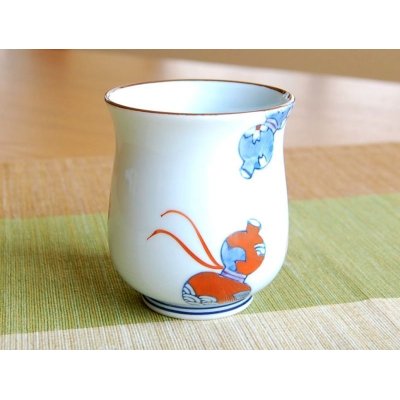 Photo2: Nabeshima mubyo (Red) Japanese green tea cup