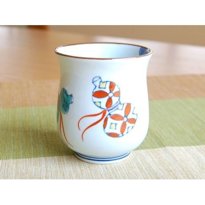 Photo3: Nabeshima mubyo (Red) Japanese green tea cup