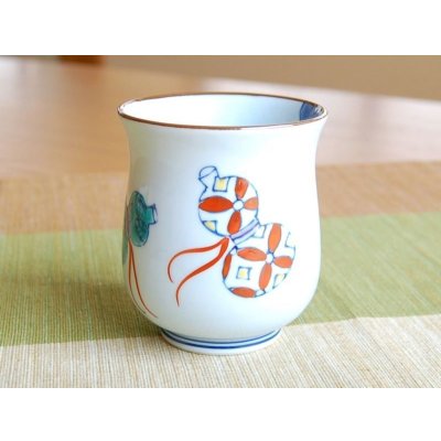 Photo3: Yunomi Tea Cup for Green Tea Nabeshima mubyo (Red)
