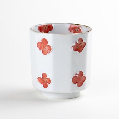 Photo1: Yunomi Tea Cup for Green Tea Icchin kobana Red