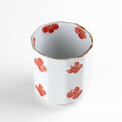 Photo2: Yunomi Tea Cup for Green Tea Icchin kobana Red