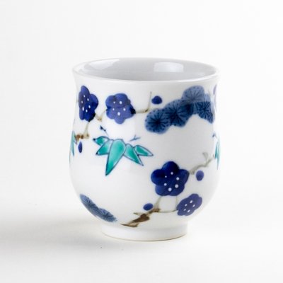 Photo3: Yunomi Tea Cup for Green Tea Kissho shouchikubai Auspicious trees (Large)