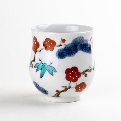 Photo1: Yunomi Tea Cup for Green Tea Kissho shouchikubai Auspicious trees (Small)