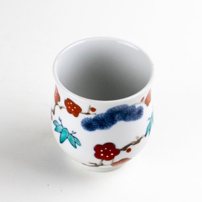 Photo2: Yunomi Tea Cup for Green Tea Kissho shouchikubai Auspicious trees (Small)