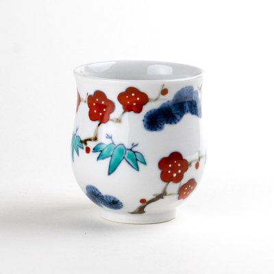 Photo3: Yunomi Tea Cup for Green Tea Kissho shouchikubai Auspicious trees (Small)