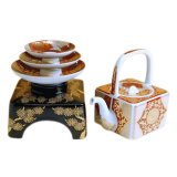 Toso set Sake Bottle and Cup Akaji kinsai kikka-mon