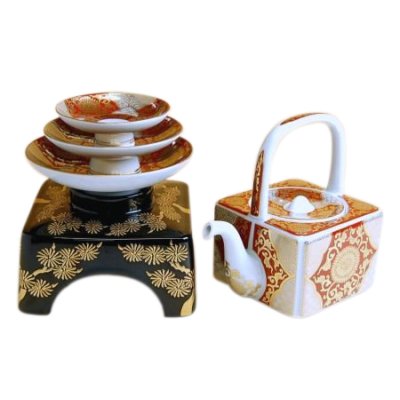 [Made in Japan] Akaji kinsai kikka-mon TOSO sake bottle & cups set