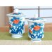 Photo2: Yunomi Tea Cup with Lid for Green Tea Ironabeshima uchi sansui Iwa botan (pair) (2)