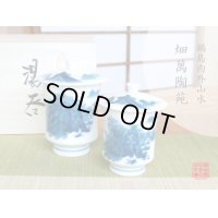 Yunomi Tea Cup with Lid for Green Tea Nabeshima naigai sansui Landscape (pair)