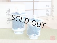 Yunomi Tea Cup with Lid for Green Tea Nabeshima naigai sansui Landscape (pair)