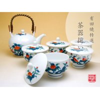 Ironabeshima Iwa botan Tea set (5 cups & 1 pot)