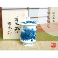 Yunomi Tea Cup with Lid for Green Tea Nabeshima sansui Landscape (Small)