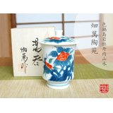 Yunomi Tea Cup with Lid for Green Tea Iro nabeshima uchi sansui Iwa botan (Large)